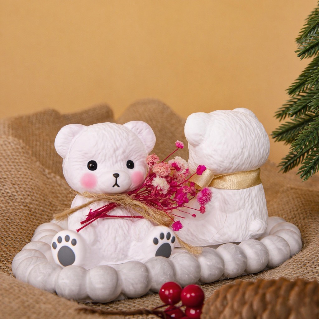 Candle Making Set - 3PCS Couple Bear Silicone Mold Set
