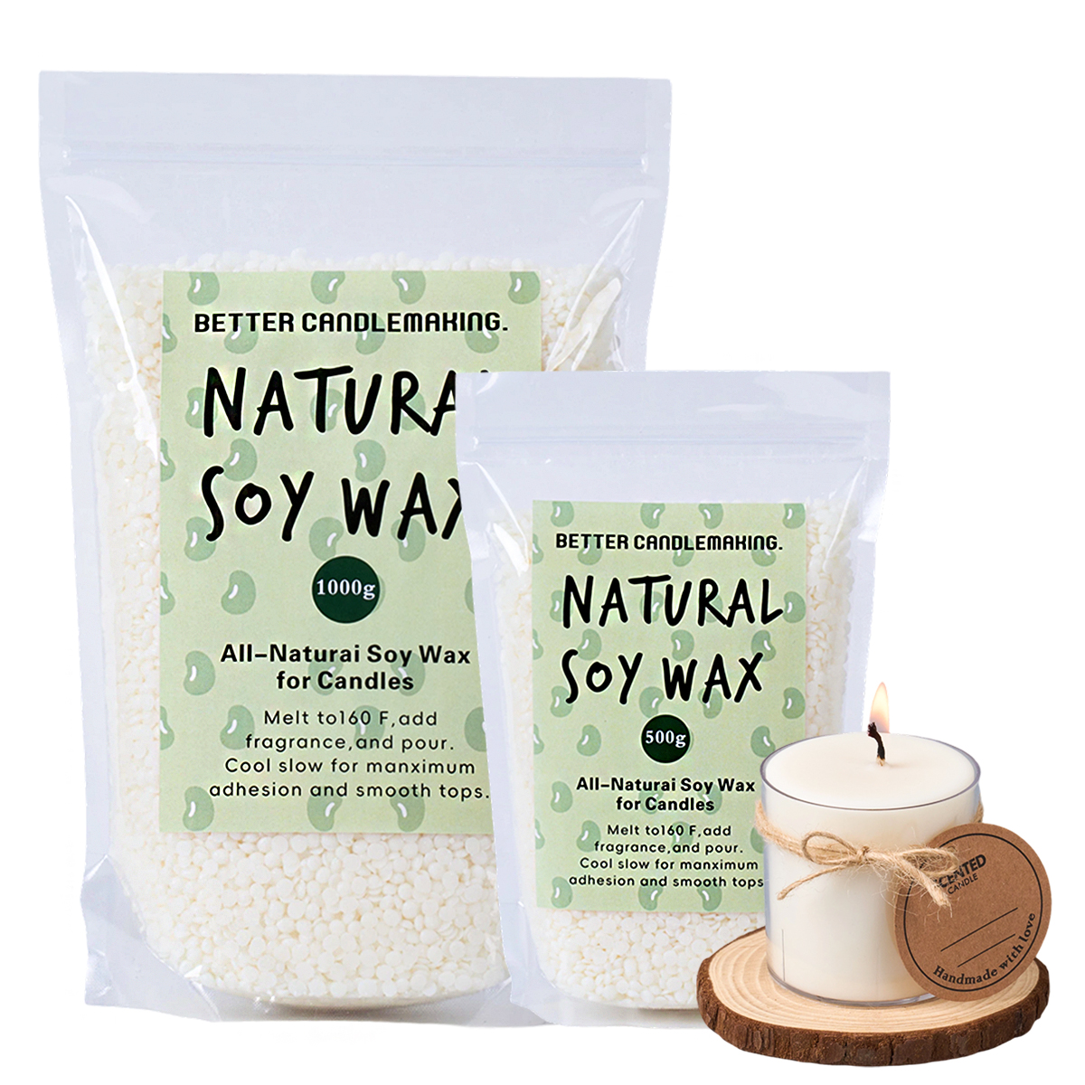 500g/1000g Natural Soy Wax DIY - Candle Making Wicks review and price