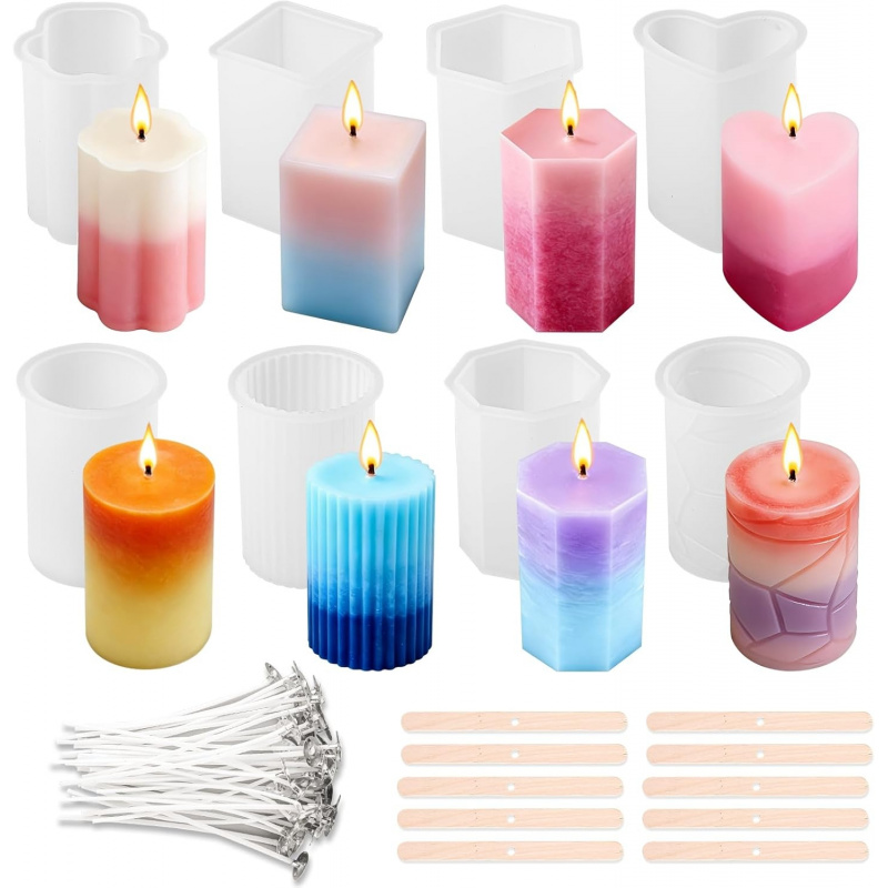 8 Silicone Candle Mold Set，Inc - Candle Making Wicks review and price