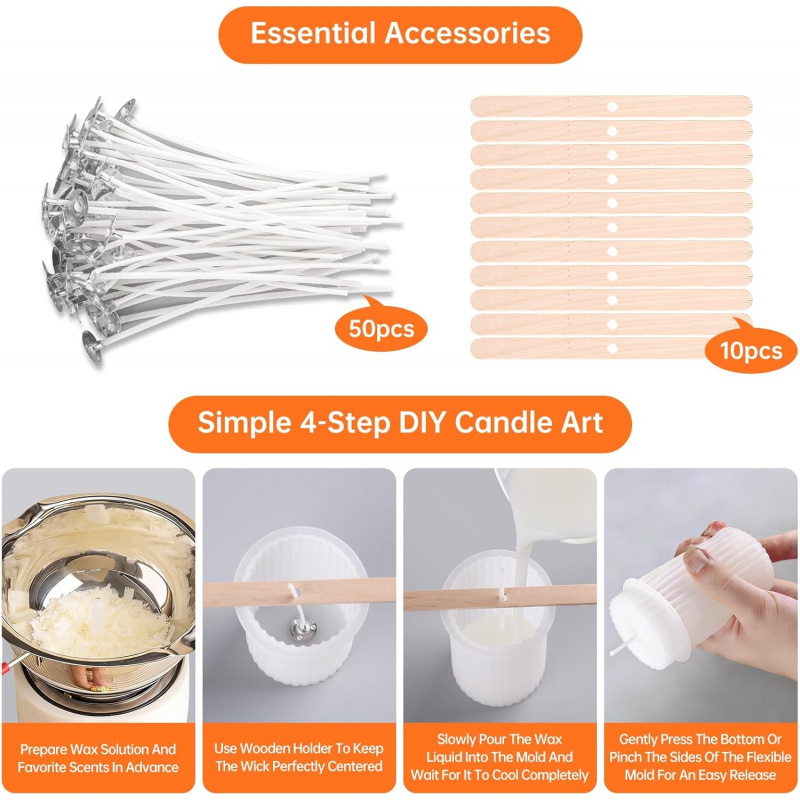 8 Silicone Candle Mold Set，Inc - Candle Making Wicks review and price