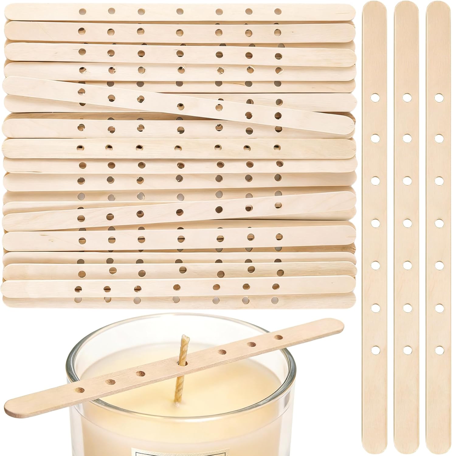 30/50pcs 7 Holes Wooden Candle - Candle Making Wicks review and price