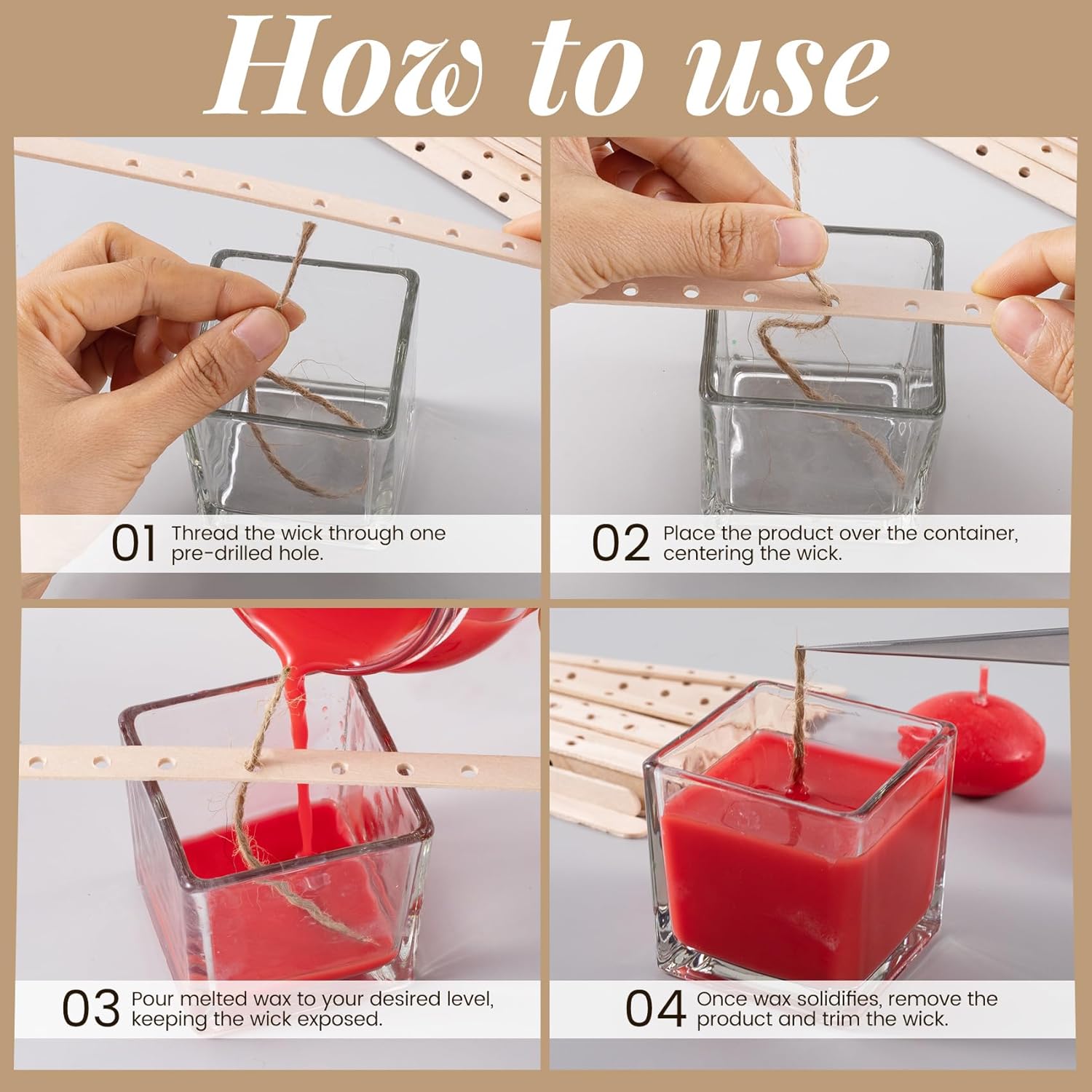 30/50pcs 7 Holes Wooden Candle - Candle Making Wicks review and price