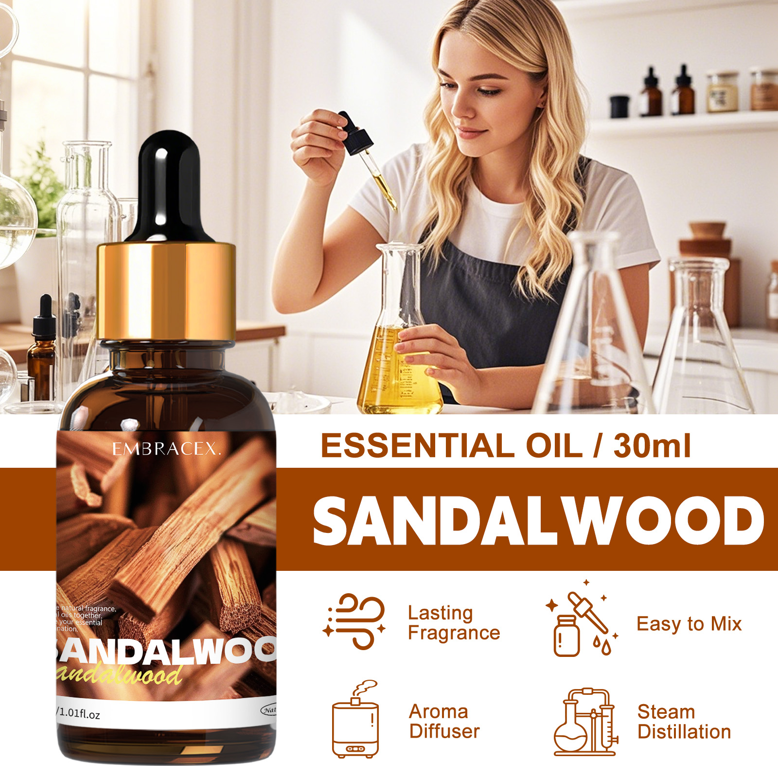 30ml Sandalwood Natural Plant  - Candle Making Oil Scents review and price
